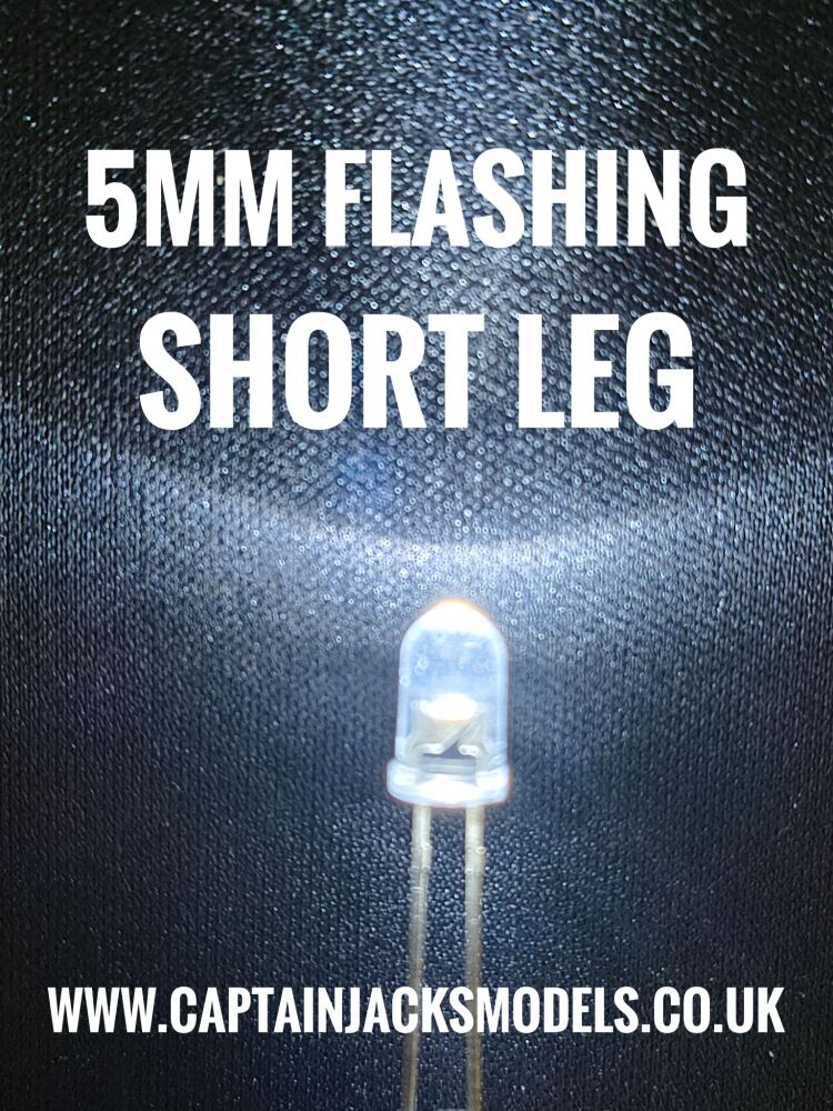 5mm FLASHING COOL WHITE SHORT LEG Ultra Bright LEDs