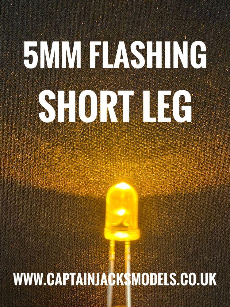5mm FLASHING YELLOW SHORT LEG Ultra Bright LEDs