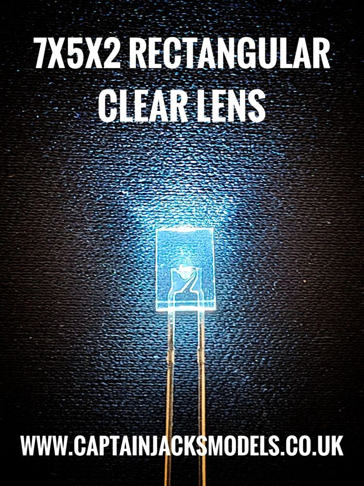 7mm x 5mm x 2mm COOL WHITE Rectangular LEDs Clear Lens Qty 10 Pcs