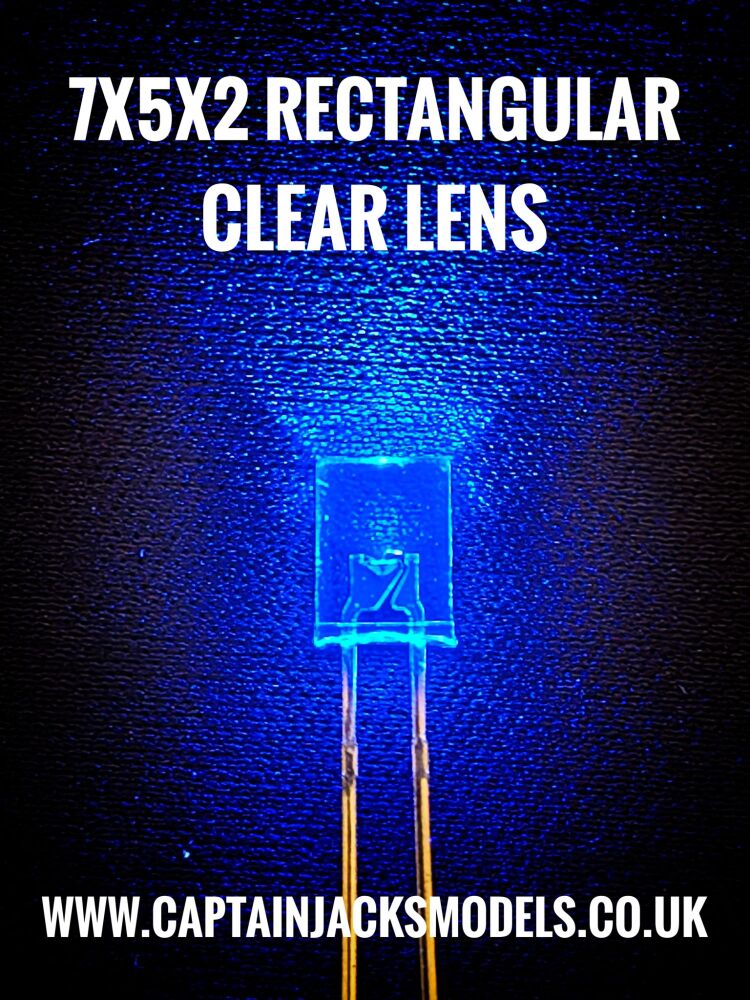 7mm x 5mm x 2mm BLUE Rectangular LEDs Clear Lens Qty 10 Pcs