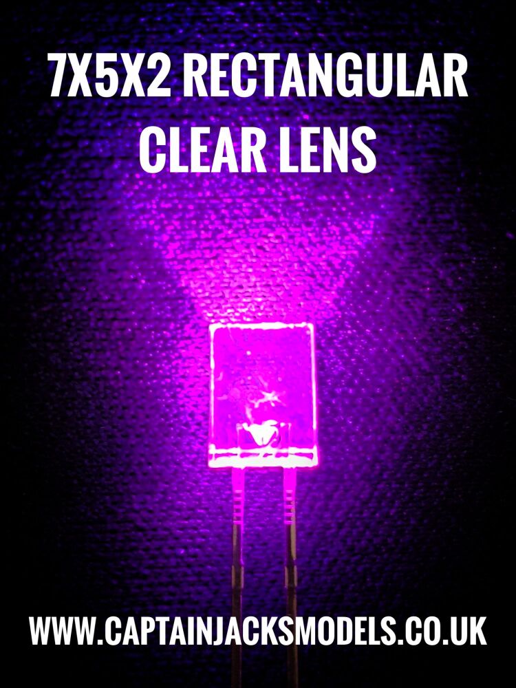 7mm x 5mm x 2mm PINK Rectangular LEDs Clear Lens Qty 10 Pcs