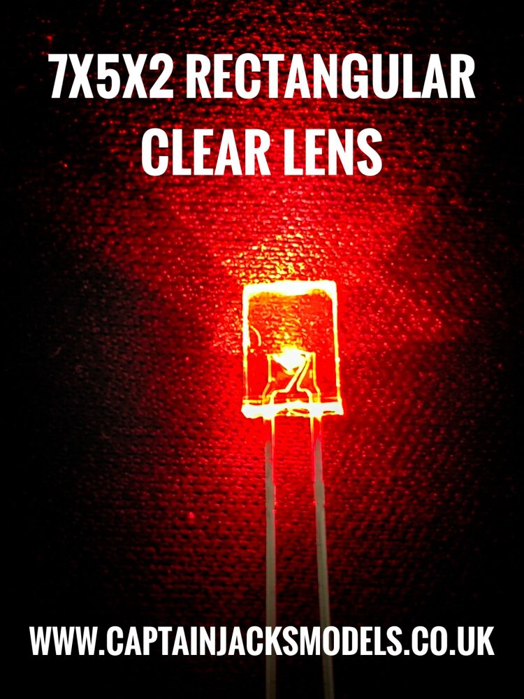 7mm x 5mm x 2mm RED Rectangular LEDs Clear Lens Qty 10 Pcs