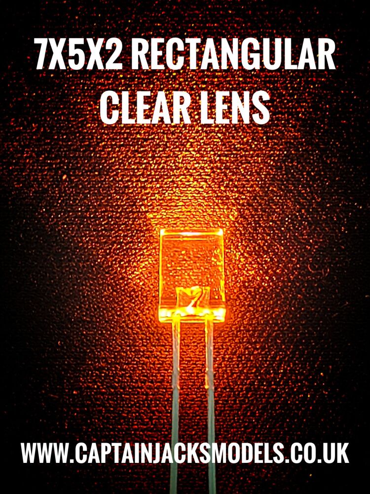 7mm x 5mm x 2mm ORANGE Rectangular LEDs Clear Lens Qty 10 Pcs