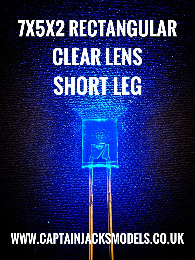 7mm x 5mm x 2mm BLUE SHORT LEG Rectangular LEDs Clear Lens Qty 10 Pcs