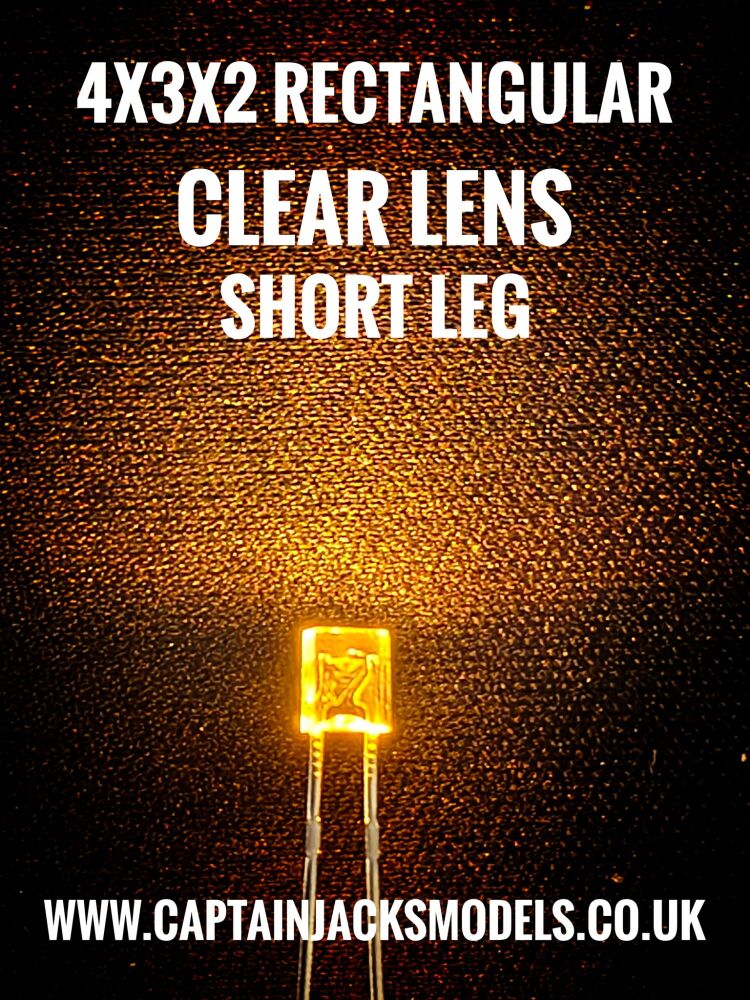 4mm x 3mm x 2mm YELLOW Rectangular LEDs Clear Lens Qty 10 Pcs
