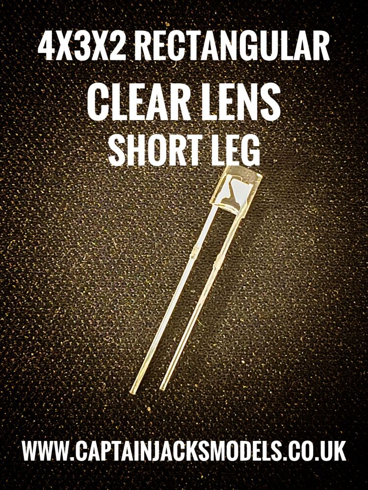 4mm x 3mm x 2mm GREEN Rectangular LEDs Clear Lens Qty 10 Pcs