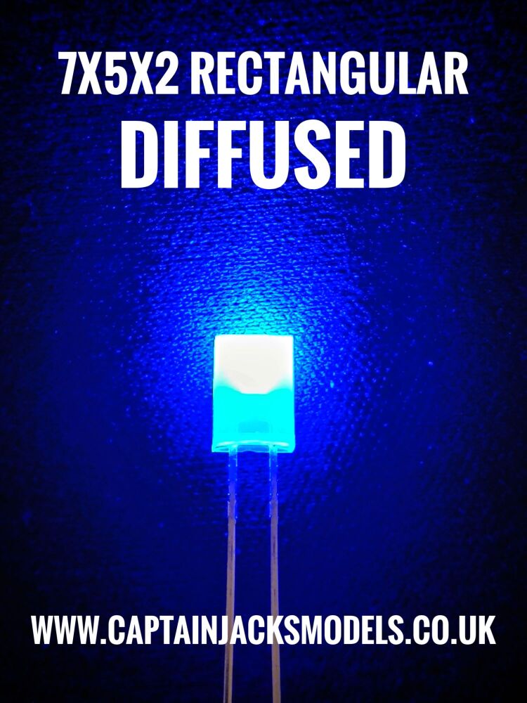 7mm x 5mm x 2mm BLUE Rectangular LEDs Diffused Lens Qty 10 Pcs