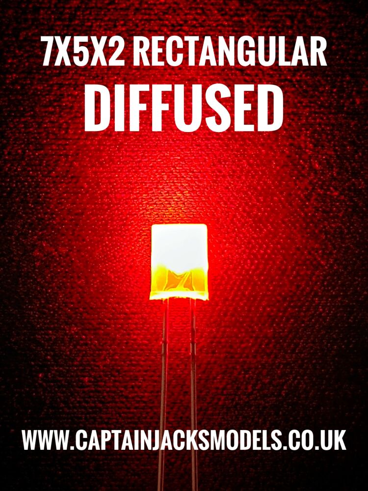 7mm x 5mm x 2mm RED Rectangular LEDs Diffused Lens Qty 10 Pcs