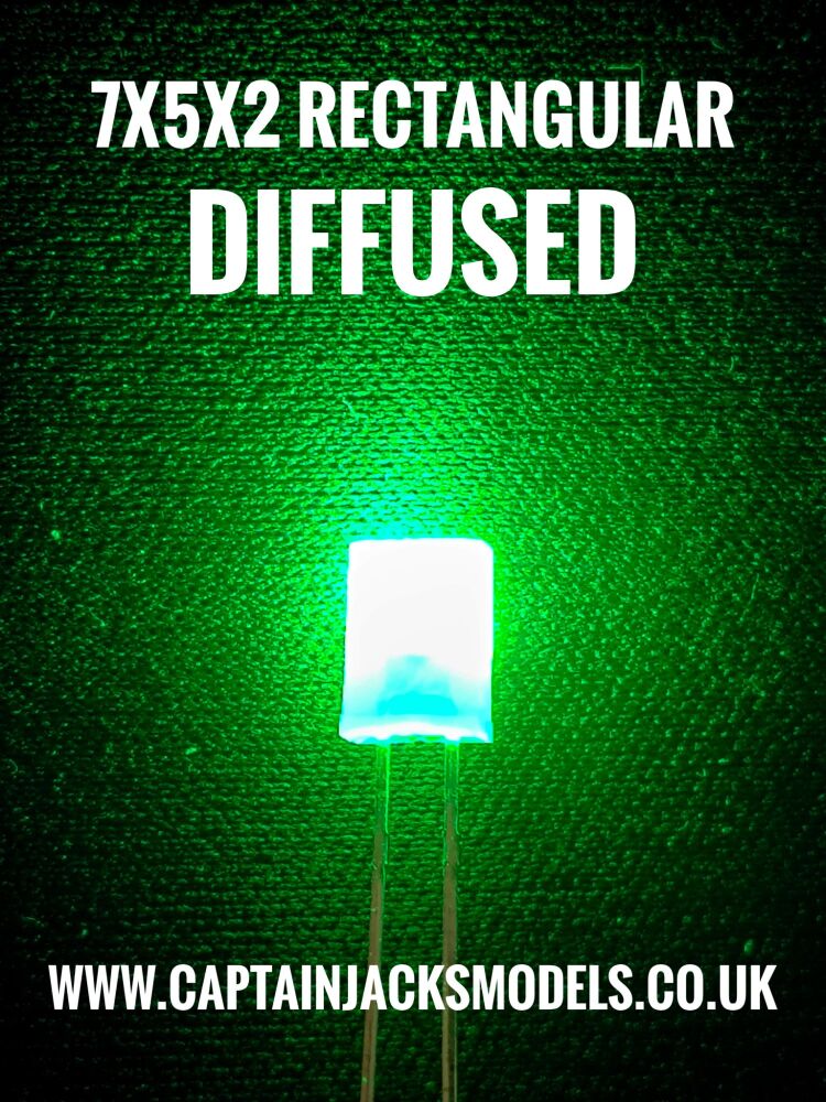 7mm x 5mm x 2mm GREEN Rectangular LEDs Diffused Lens Qty 10 Pcs