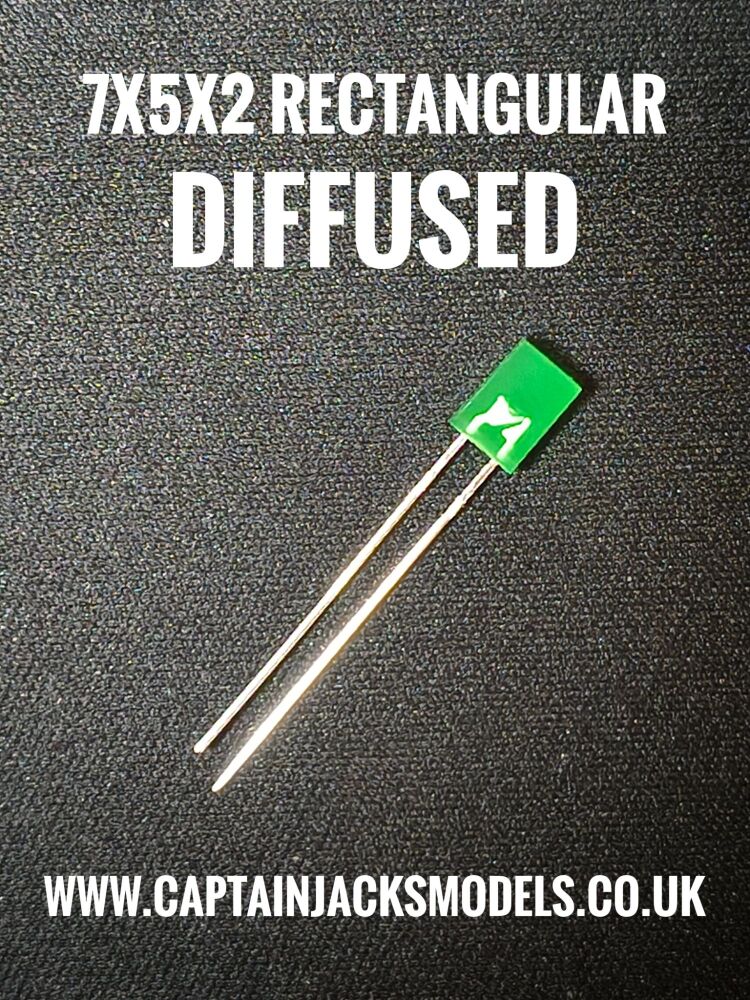 7mm x 5mm x 2mm GREEN Rectangular LEDs Diffused Lens Qty 10 Pcs