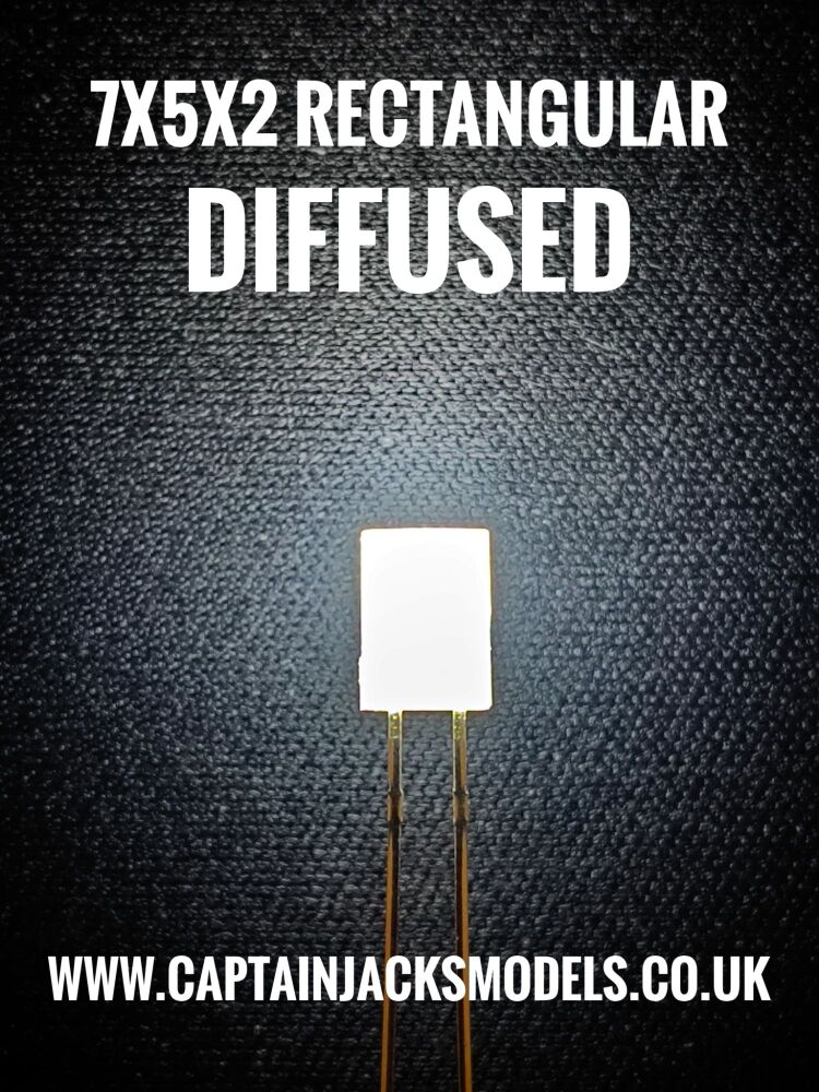 7mm x 5mm x 2mm COOL WHITE Rectangular LEDs Diffused Lens Qty 10 Pcs
