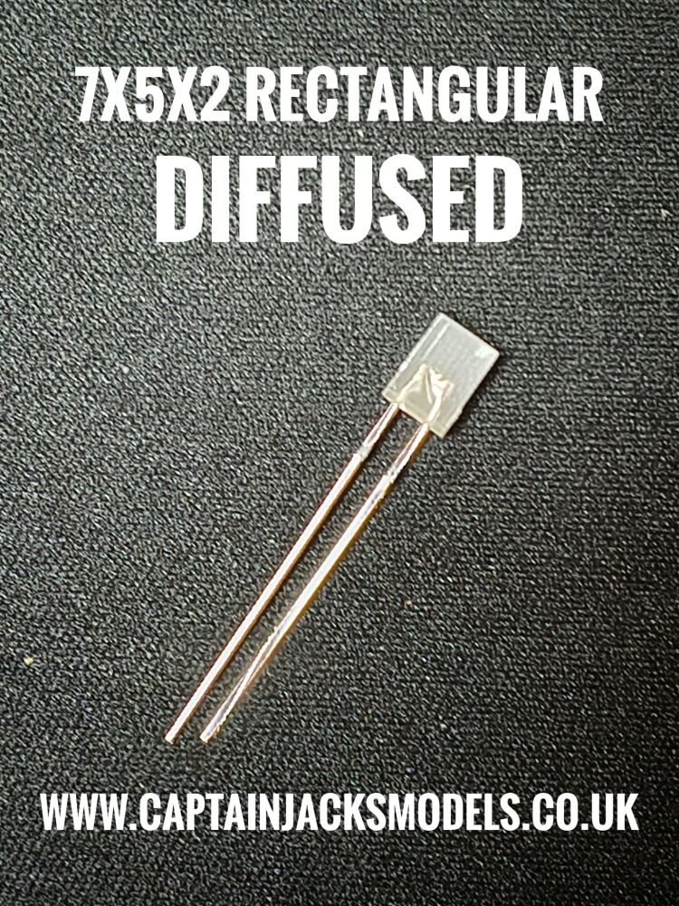 7mm x 5mm x 2mm COOL WHITE Rectangular LEDs Diffused Lens Qty 10 Pcs