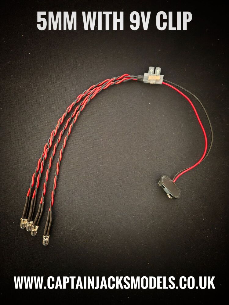 RC Boat Searchlight Kit 9v CLIP SET Static LEDs 5mm Cool White