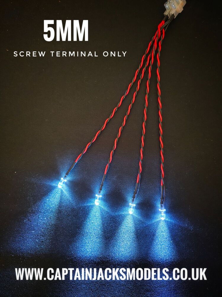 RC Boat Searchlight Kit SCREW TERMINAL ONLY SET Static LEDs 5mm Cool White