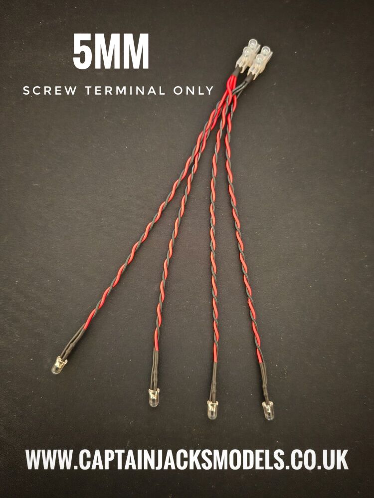 RC Boat Searchlight Kit SCREW TERMINAL ONLY SET Static LEDs 5mm Cool White