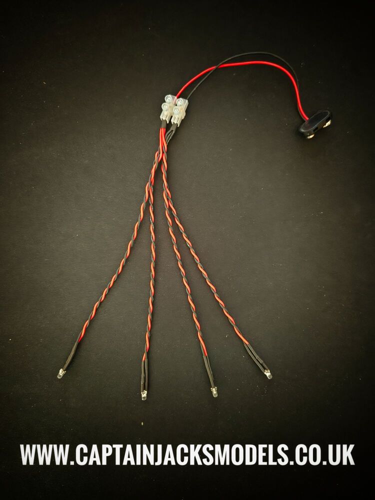 RC Boat Searchlight Kit 9v CLIP SET Static LEDs 3mm Cool White