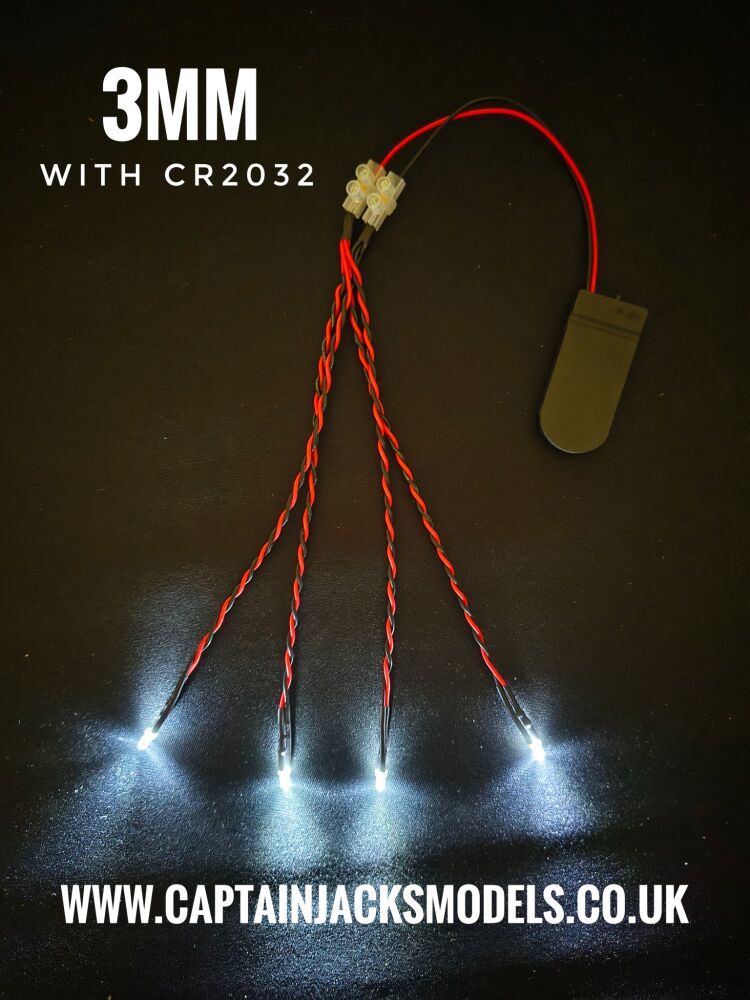 RC Boat Searchlight Kit CR2032 SET Static LEDs 3mm Cool White