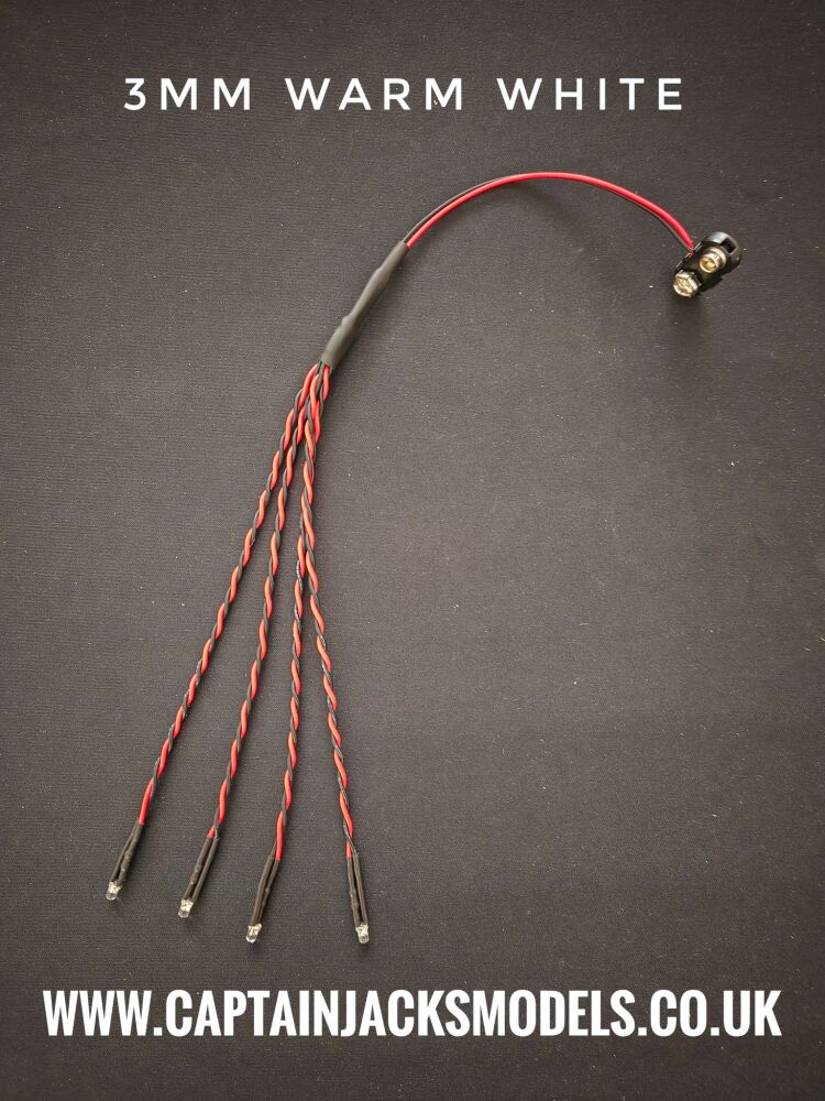 3mm x4 Warm White Value Set Prewired LED Light Kit With 9V Battery Clip