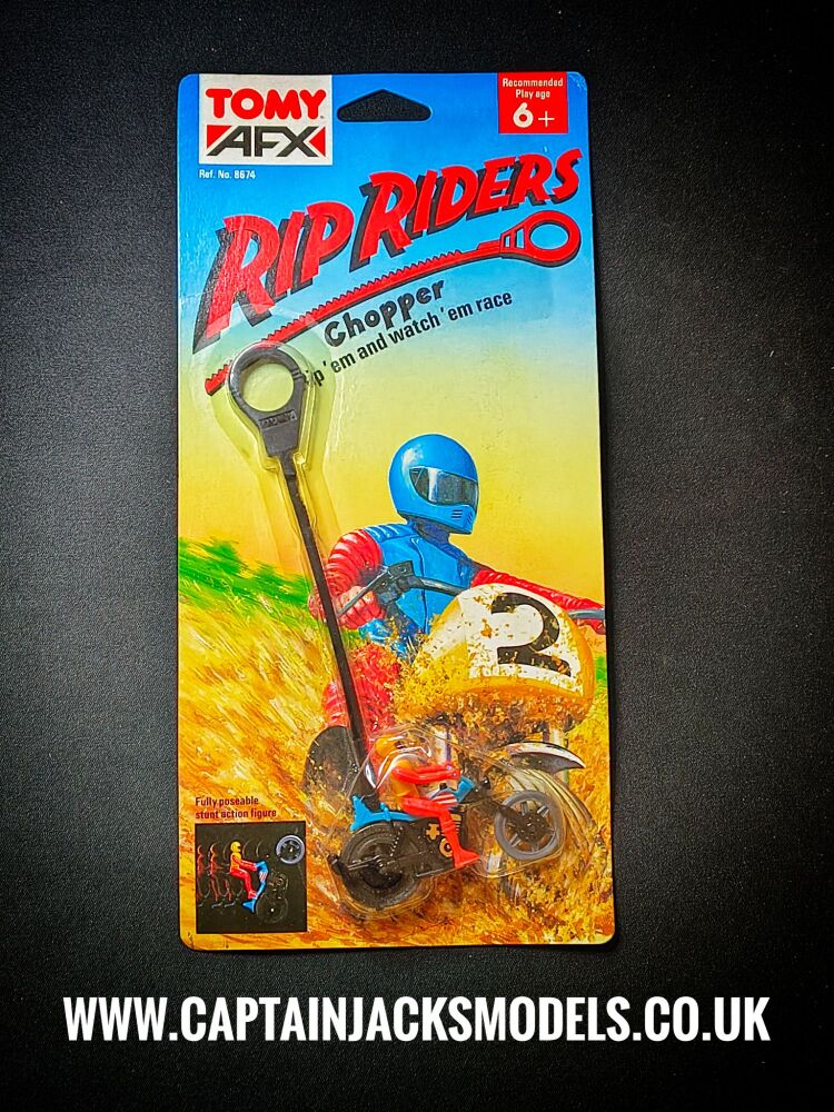 Vintage Tomy AFX Rip Riders Chopper Rip Cord Motorcycle New On Card