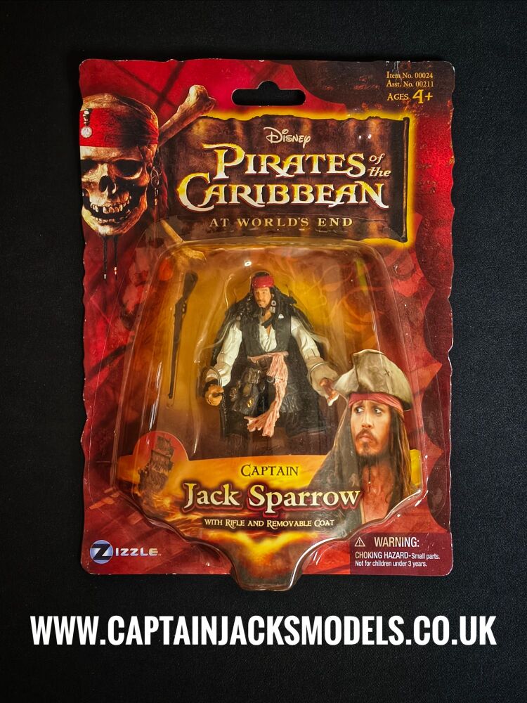 Zizzle - Collectors Figure - Pirates Of The Caribbean At Worlds End - Captain Jack Sparrow With Rifle & Removable Coat