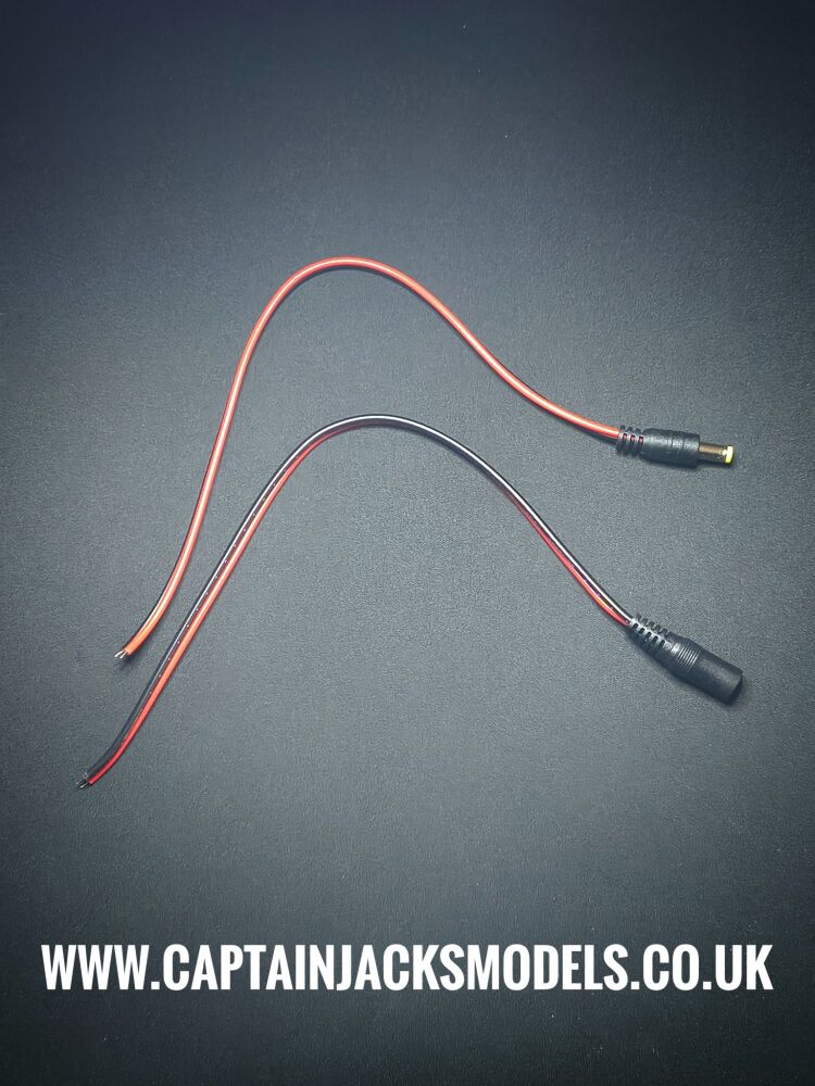 One Pair 5.5mm x 2.1mm DC Power Pigtail Cable