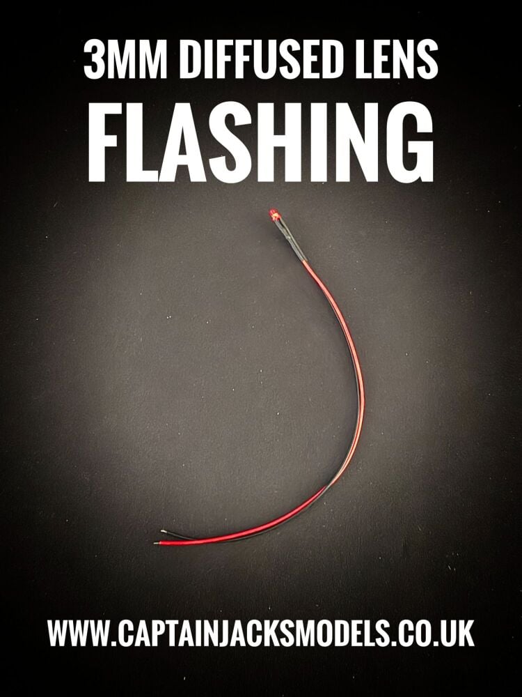 3mm Prewired LED - 1mm WIRES - Diffused - RED - FLASHING