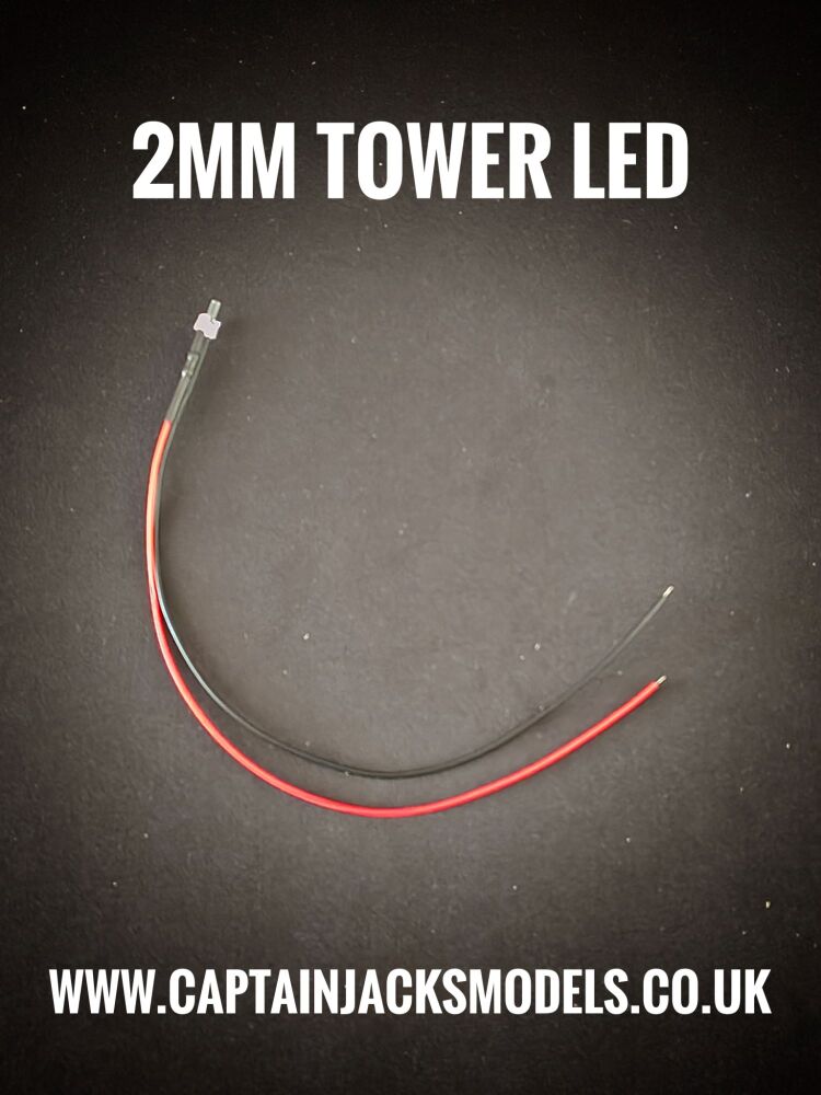 2mm Prewired Cool White Tower Lighthouse LEDs With Clear Lens