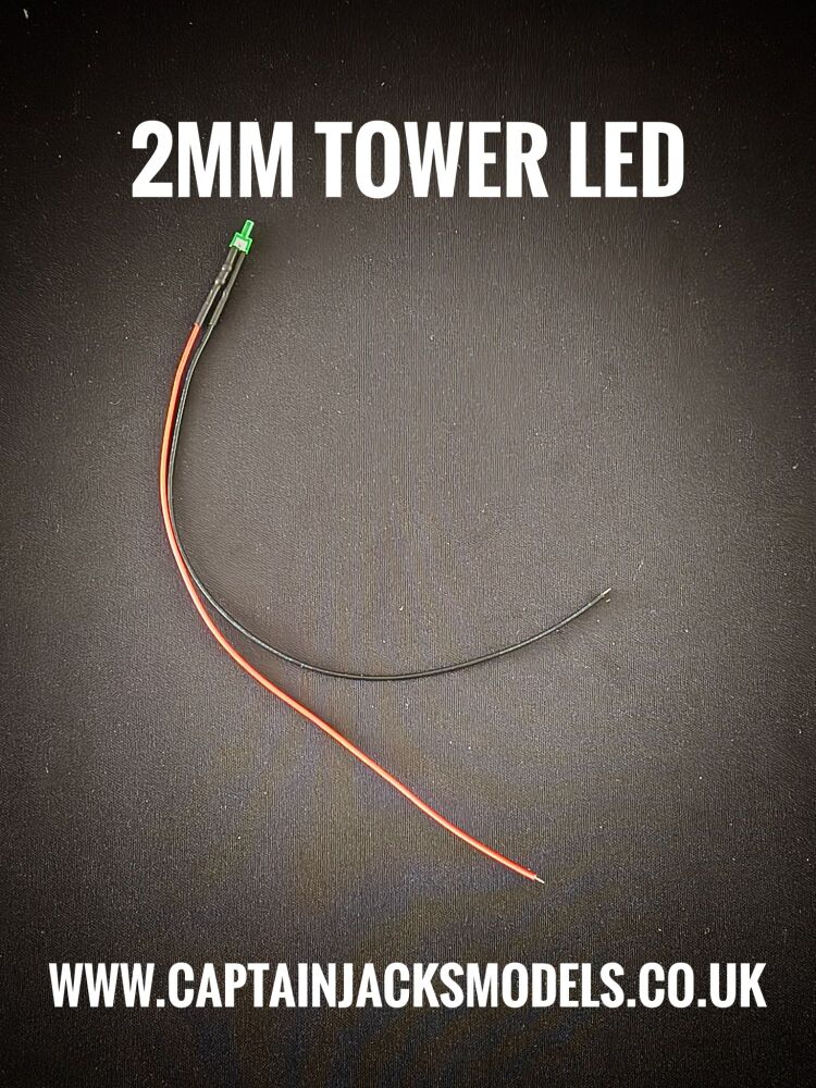 2mm Prewired Green Tower Lighthouse LEDs With Diffused Lens