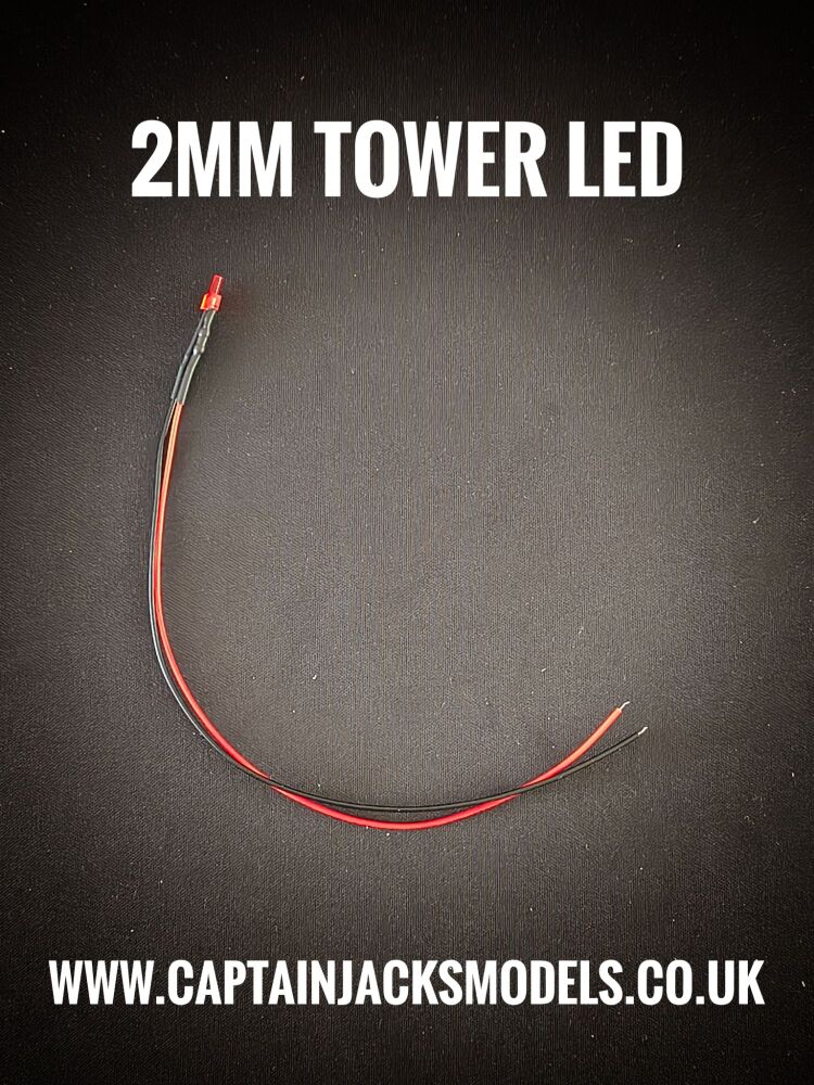 2mm Prewired Red Tower Lighthouse LEDs With Diffused Lens