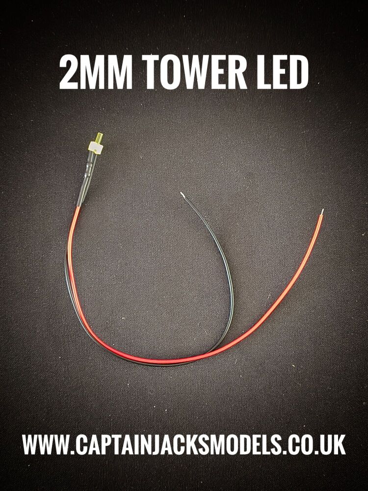 2mm Prewired Yellow Tower Lighthouse LEDs With Diffused Lens