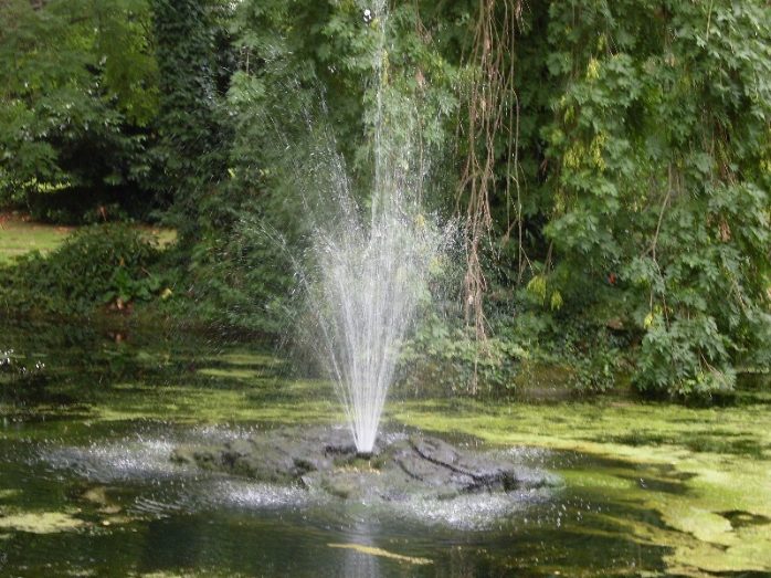 fountain in pond