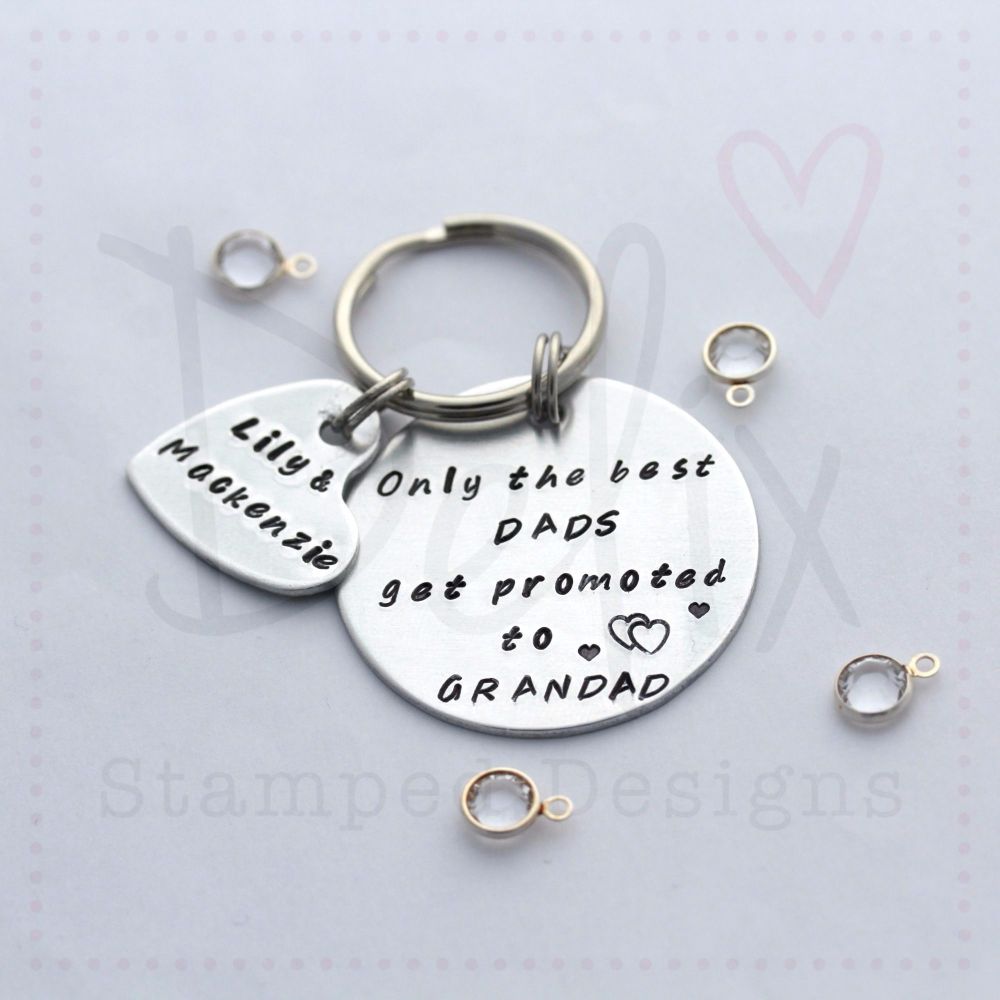 Personalised “Only the best dads get promoted to grandads” keyring