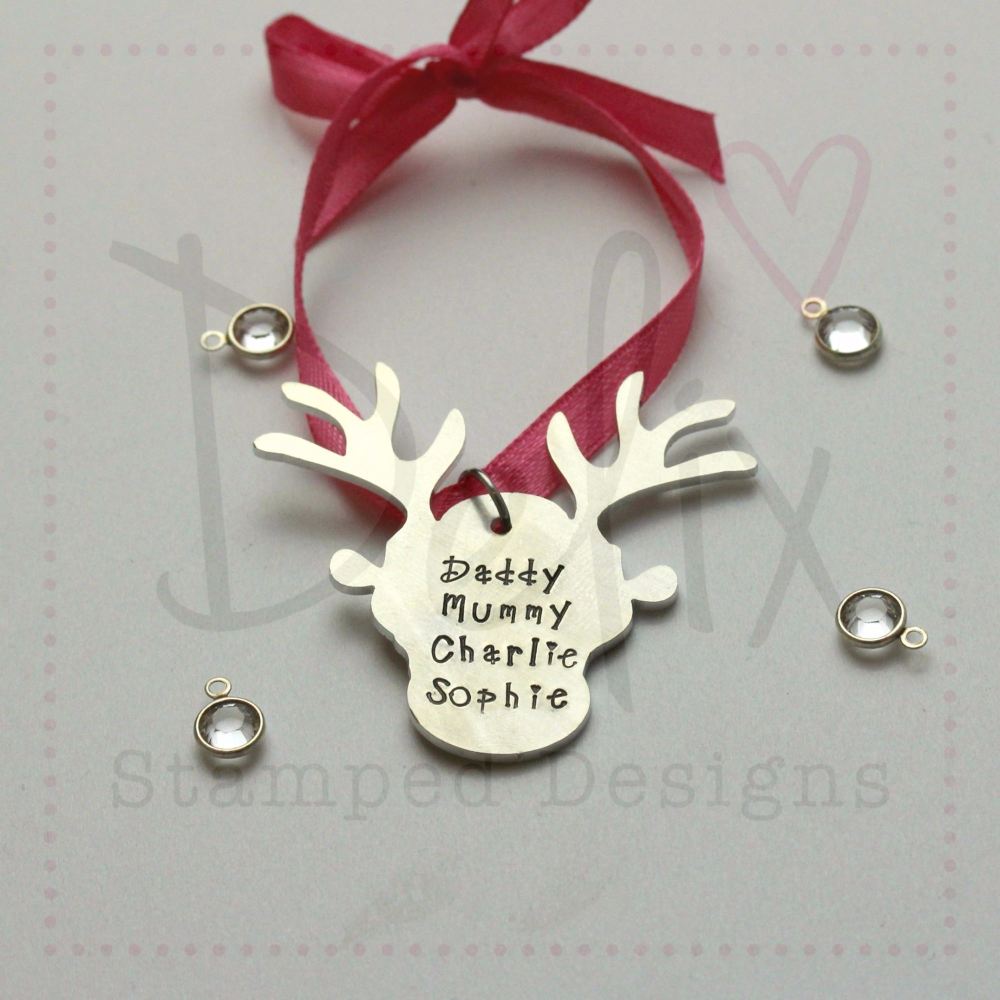 Personalised Christmas decoration, reindeer head