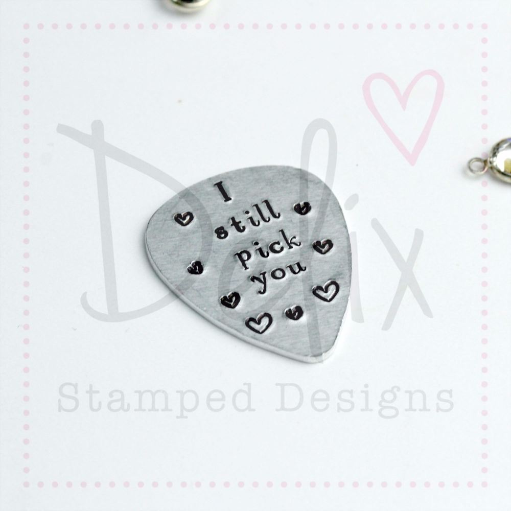 Hand Stamped love guitar pick