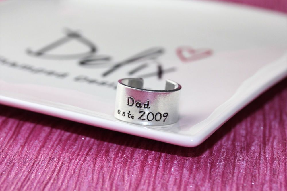 Hand stamped cuff ring