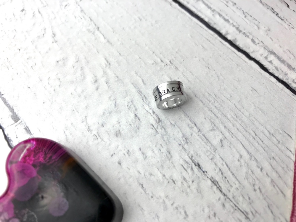 Hand stamped aluminium bead