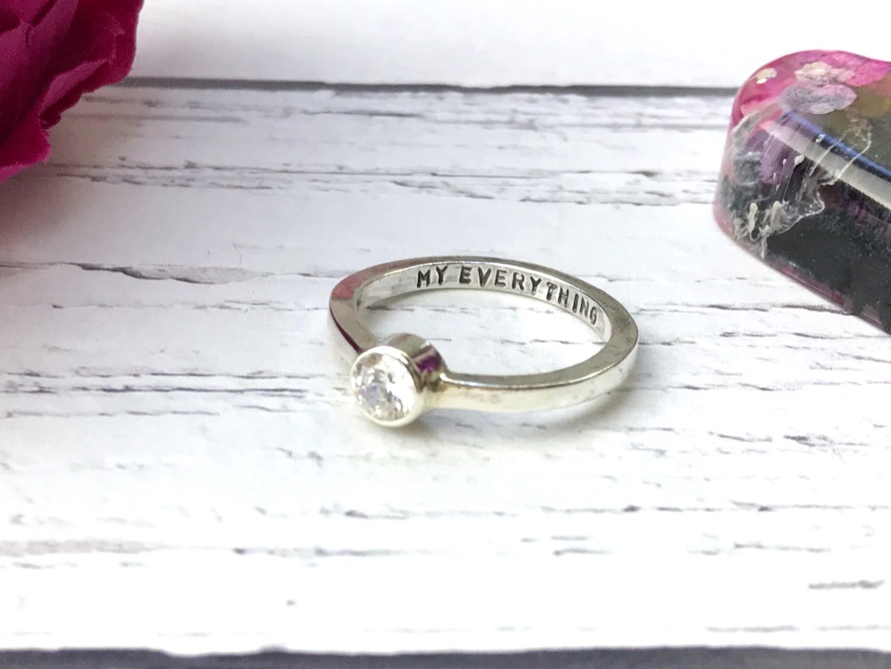 Stacking birthstone hand stamped ring
