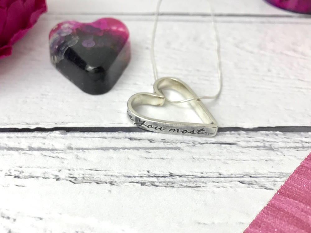 Personalised heart sterling silver necklace
