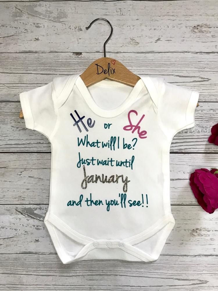 Baby announcement vest January month 0-3 months