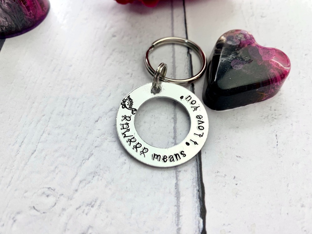 “Rawrrr means 'I love you'” key ring