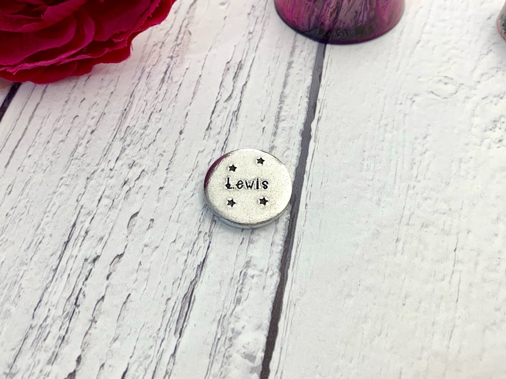 Hand stamped name pebble