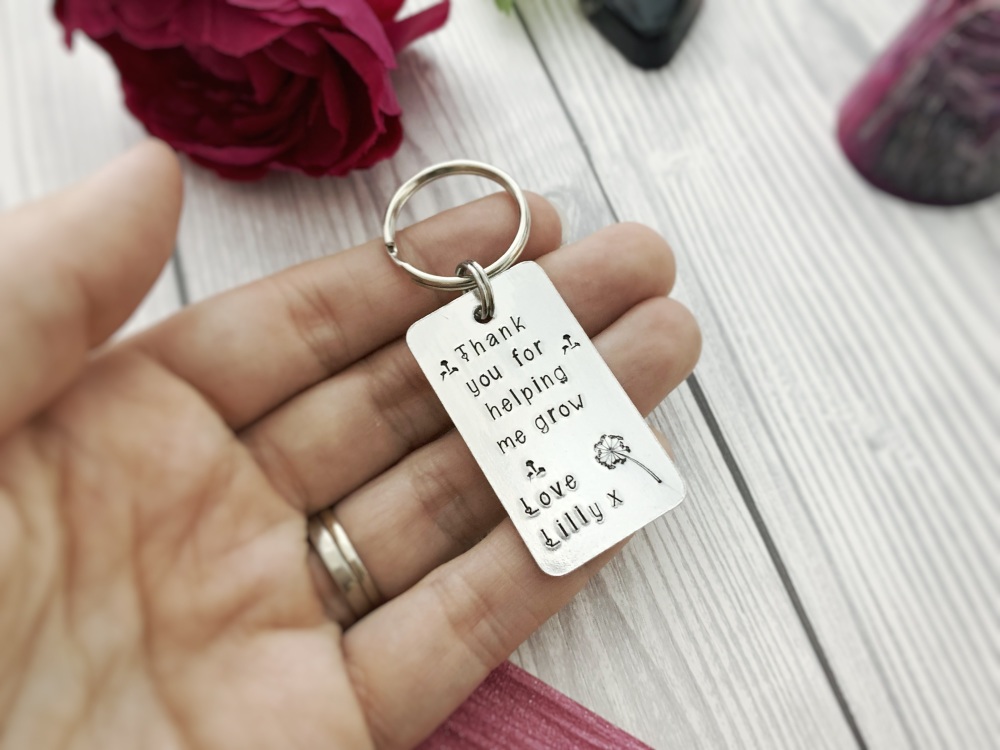 “Thank you for helping me grow” keyring