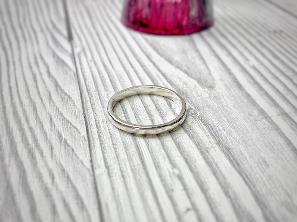 Sterling Silver Hammered D ring