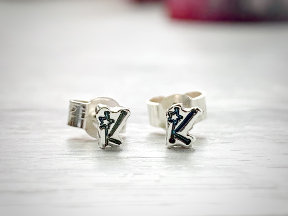 Sterling silver dainty initial earrings