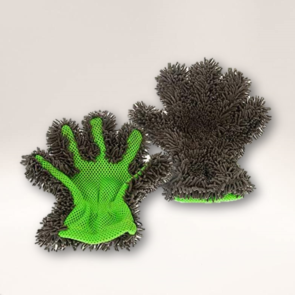 Double Sided Microfibre Noodle Wash Glove (Green and Black)