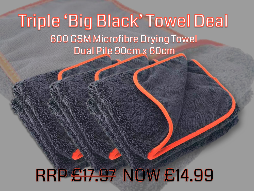 'Big Black' Plush 600GSM TRIPLE Microfibre Drying Towel Deal