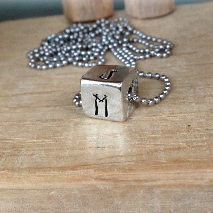 Unisex Personalised Small Pewter Cube Necklace