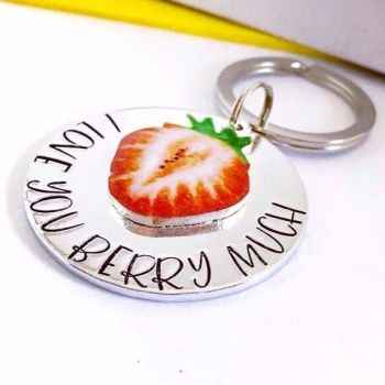 I Love You Berry Much Strawberry Keyring
