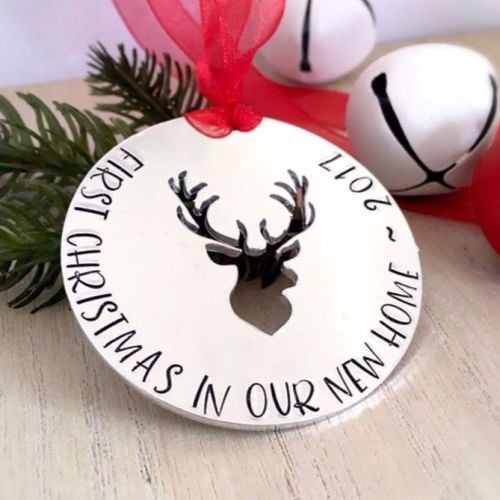 First Christmas In Our New Home Stag Decoration
