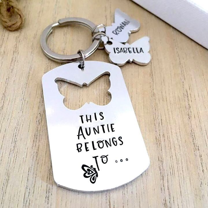 This Auntie Belongs To Butterfly Keyring